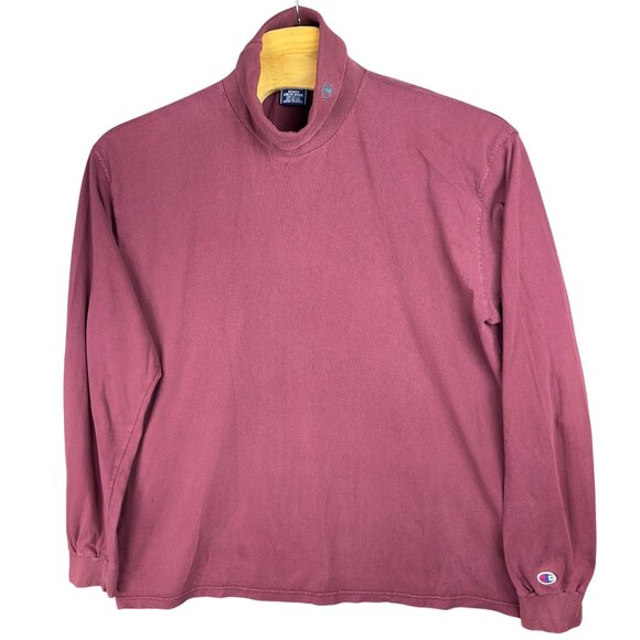 Vintage Champion Sweatshirt Men XXL Maroon Y2K Turtleneck Cotton Blend Pullover - Picture 1 of 10